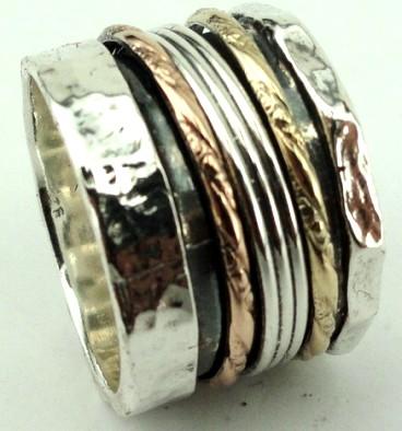 Bluenoemi Spinner Ring Bluenoemi - BR0136 - Spinner Ring - Unisex - Silver Gold - All Sizes