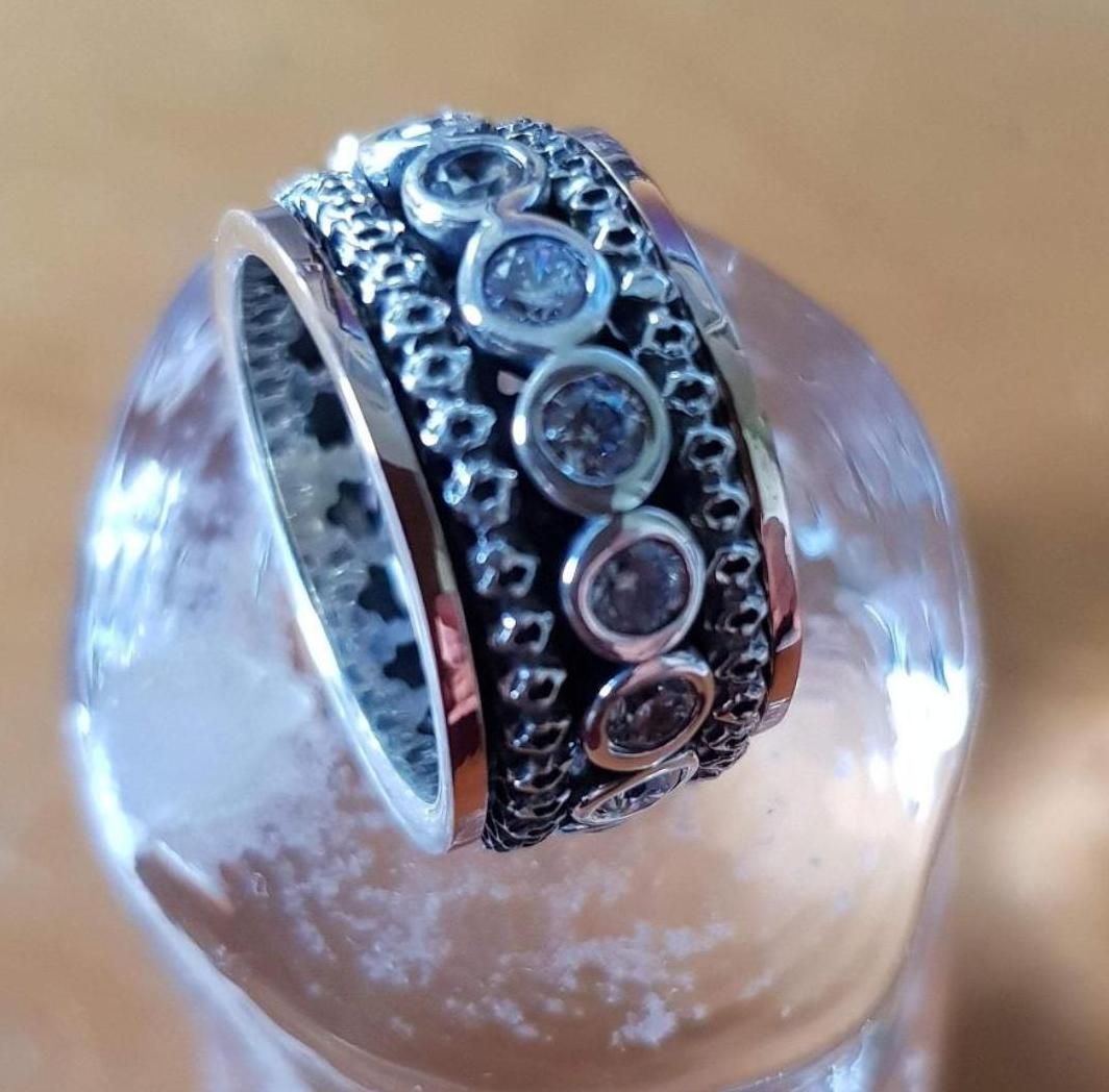 Spinner rings from Israel - Woman - Silver Gold Zircons- All Sizes - Bluenoemi