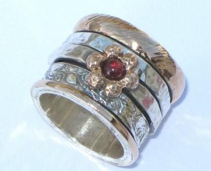 Bluenoemi Spinner Rings Bluenoemi spinner rings Floral silver gold designer jewelry Israeli rings Meditation ring