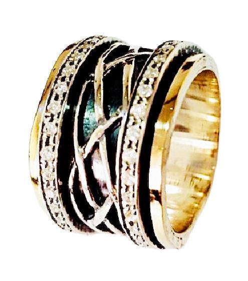 Bluenoemi Spinner Rings Israeli Spinner Rings Elegant Eternity Band Spinner Rings for Woman Gemstones Rings, Meditation Ring for women.