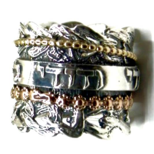 Bluenoemi Spinner Rings Meditation Rings Size Selectable -Spinner wedding / Engagement .925 silver 9k gold - Bluenoemi