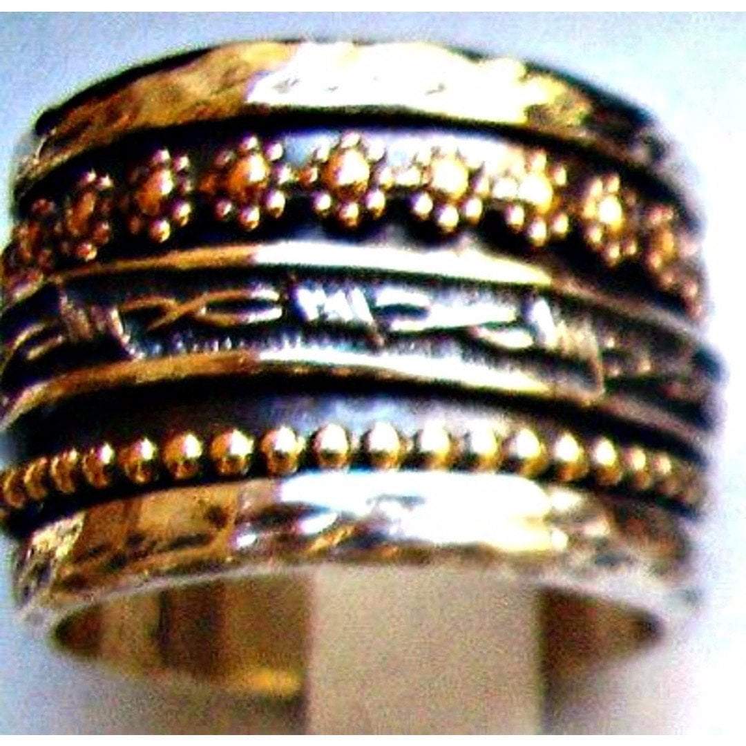 Bluenoemi Spinner Rings Spinner ring sterling silver and gold / silver Ring woman wide band spinner rings Sterling silver 925 gold bague tube anillos