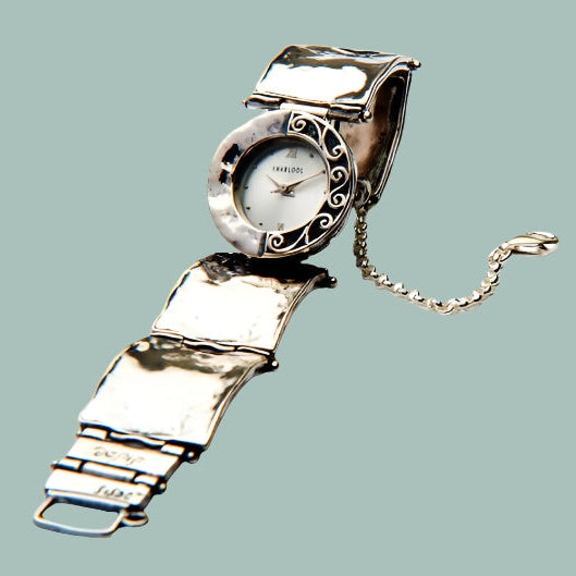 Bluenoemi Watches silver Sterling Silver 925 Watch Handcrafted Wrist Bracelet Watch for Woman with a Japanese Myota Movement.