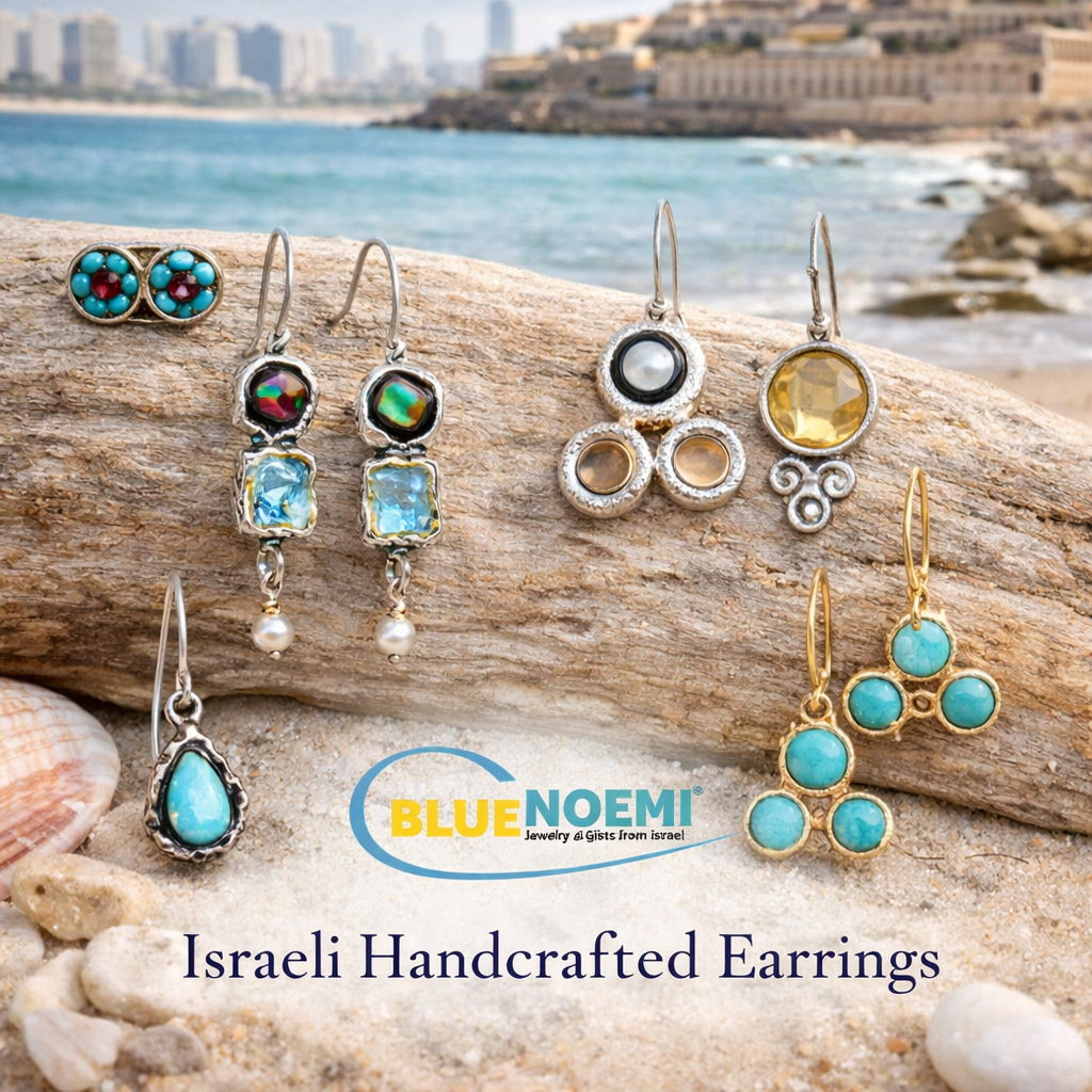 Bluenoemi Roman Glass earrings, dangling blue glass set in sterling
silver