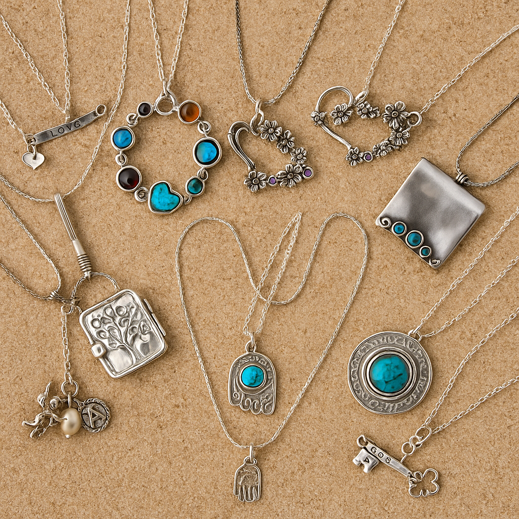 Silver necklaces by Israeli designers
