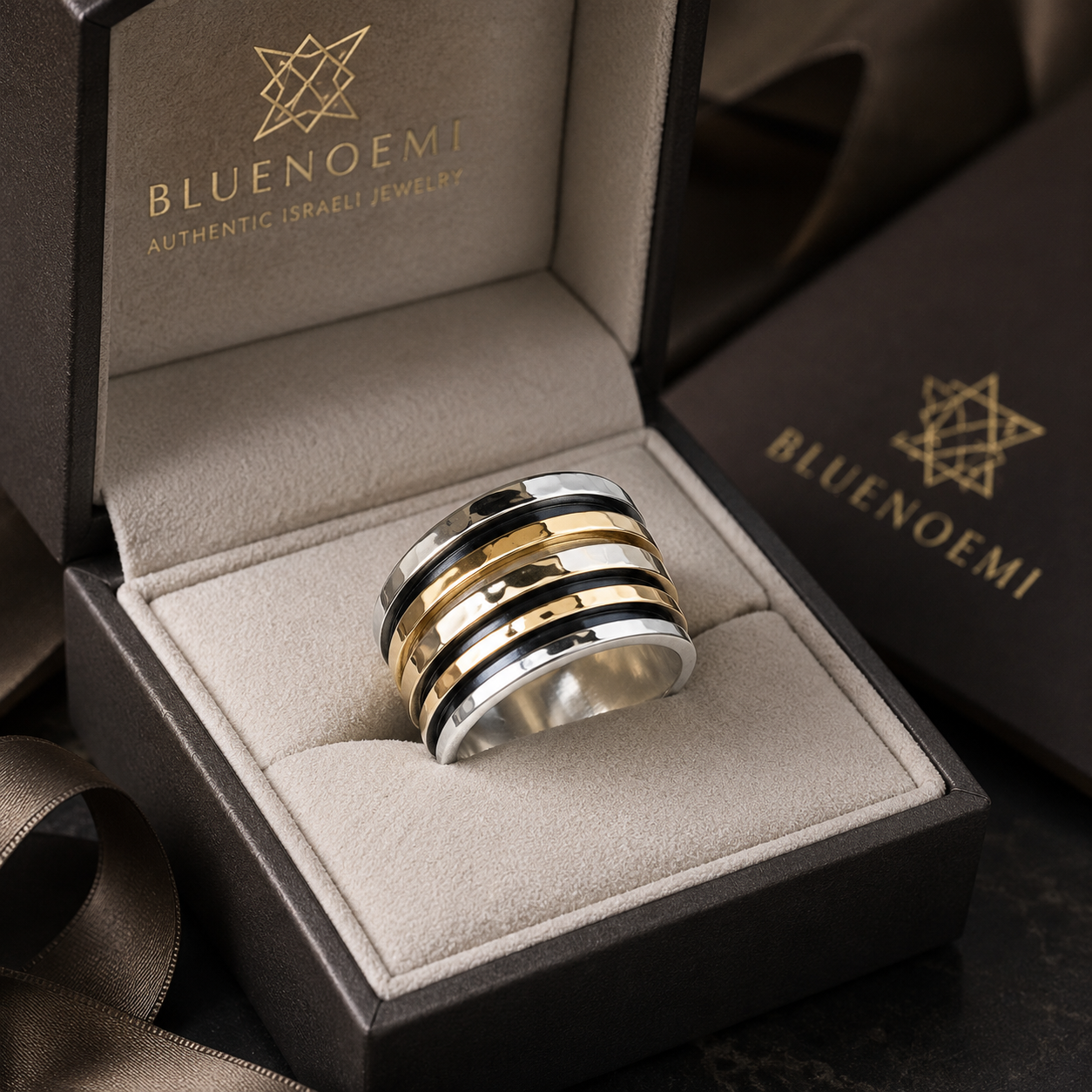 Unisex Spinner Ring – Sterling Silver & Gold | Bluenoemi