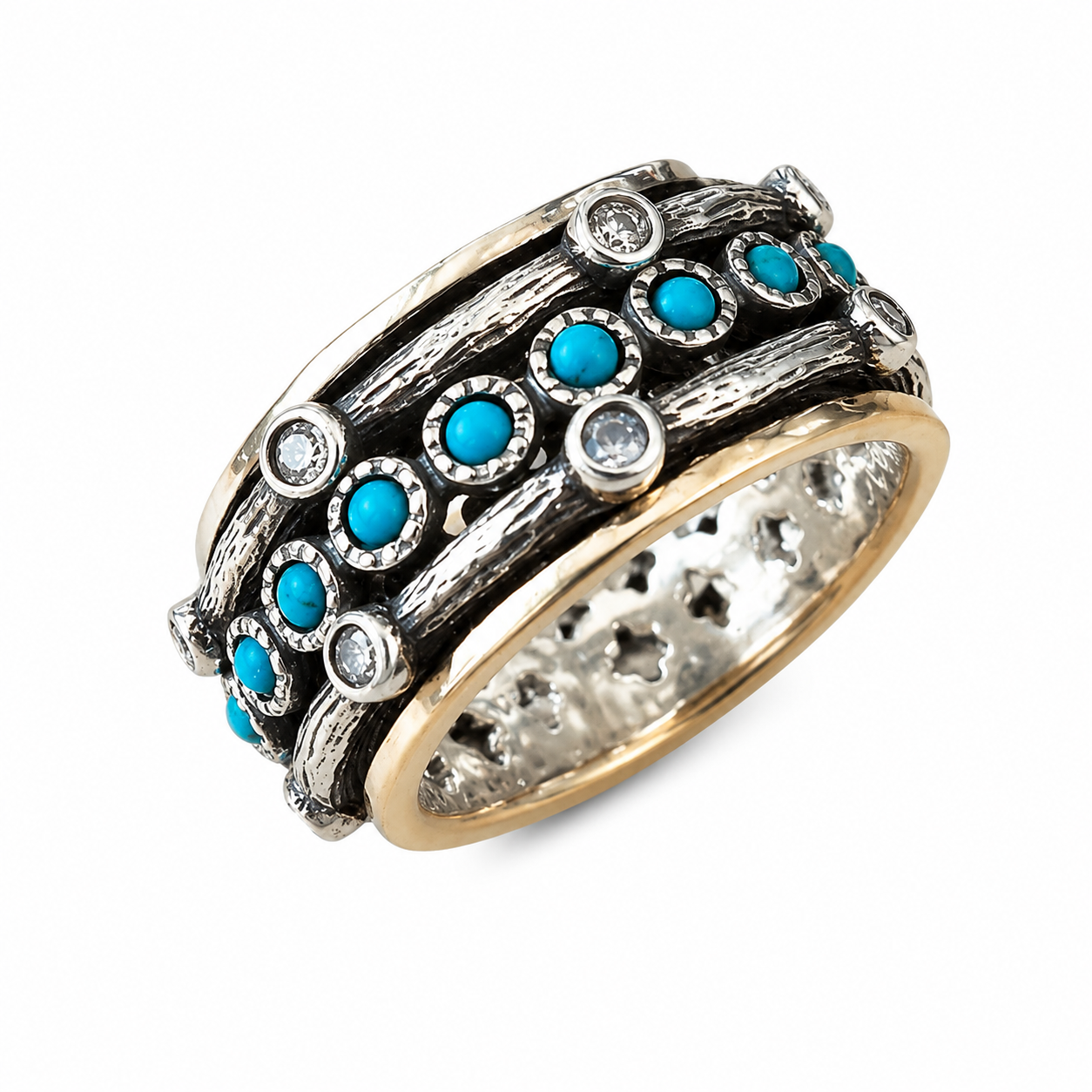 Bluenoemi Spinner Ring for woman set with gemstones - Bluenoemi Jewelry Rings Bluenoemi Bluenoemi  israeli sterling silver jewellery jewelry handmade jewel