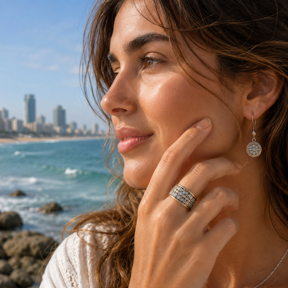 Spinner Ring in Sterling Silver & Gold – CZ Meditation Ring by Bluenoemi - Bluenoemi Jewelry Rings Bluenoemi Bluenoemi  israeli sterling silver jewellery jewelry handmade jewel
