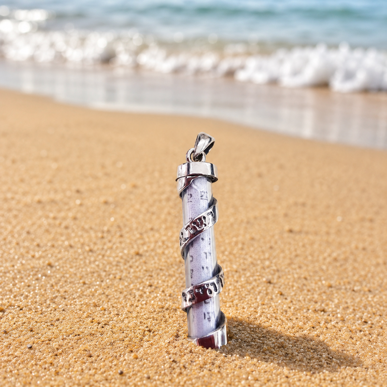 Sterling Silver Mezuzah Necklace with Prayer Scroll | Handmade in Israel