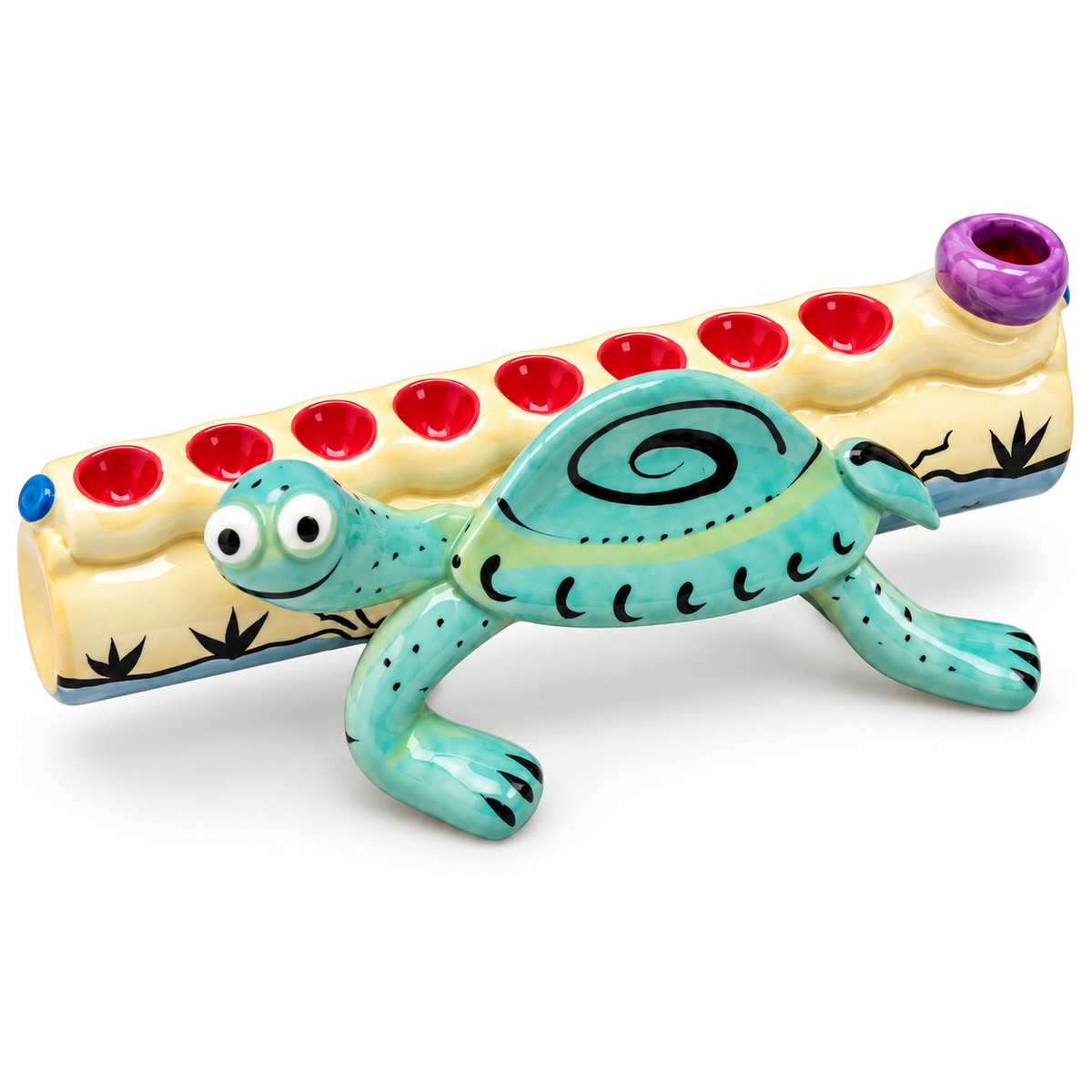 Children’s Hanukkah Menorah – Colorful Ceramic Turtle Design – Made in Israel