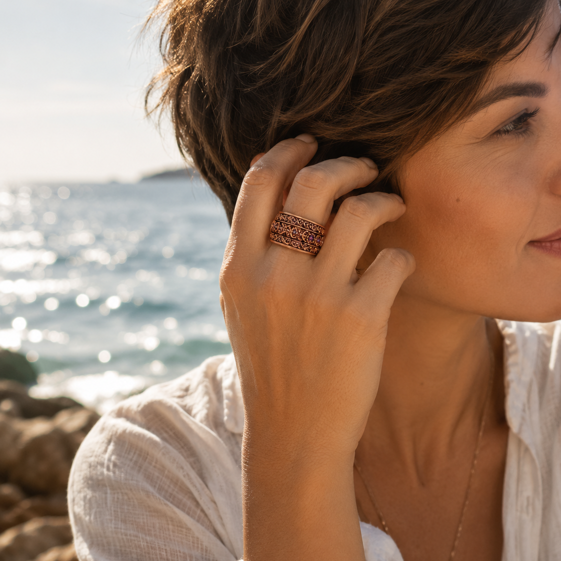 Spinner Ring | Gemstones | Gold & Sterling Silver | Bluenoemi - Bluenoemi Jewelry Rings Bluenoemi Bluenoemi Jewelry  israeli sterling silver jewellery jewelry handmade jewel