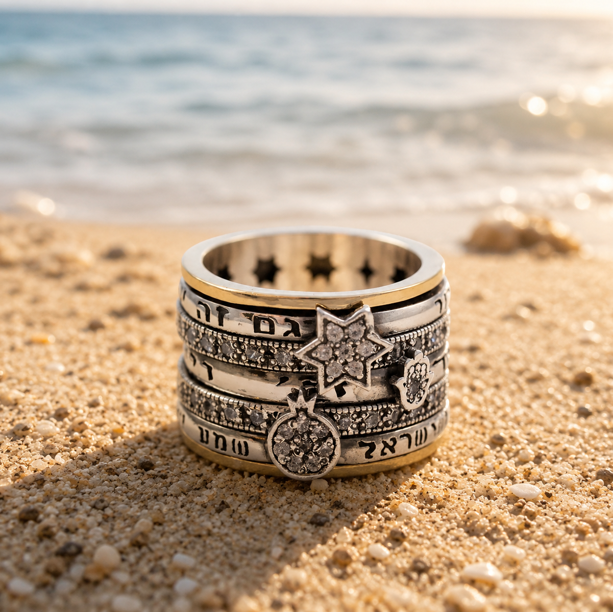 Sterling Silver Gold Spinner Ring – Elegant Ring for Women | Israeli Jewelry - Bluenoemi Jewelry Personalized Rings Bluenoemi Bluenoemi  israeli sterling silver jewellery jewelry handmade jewel