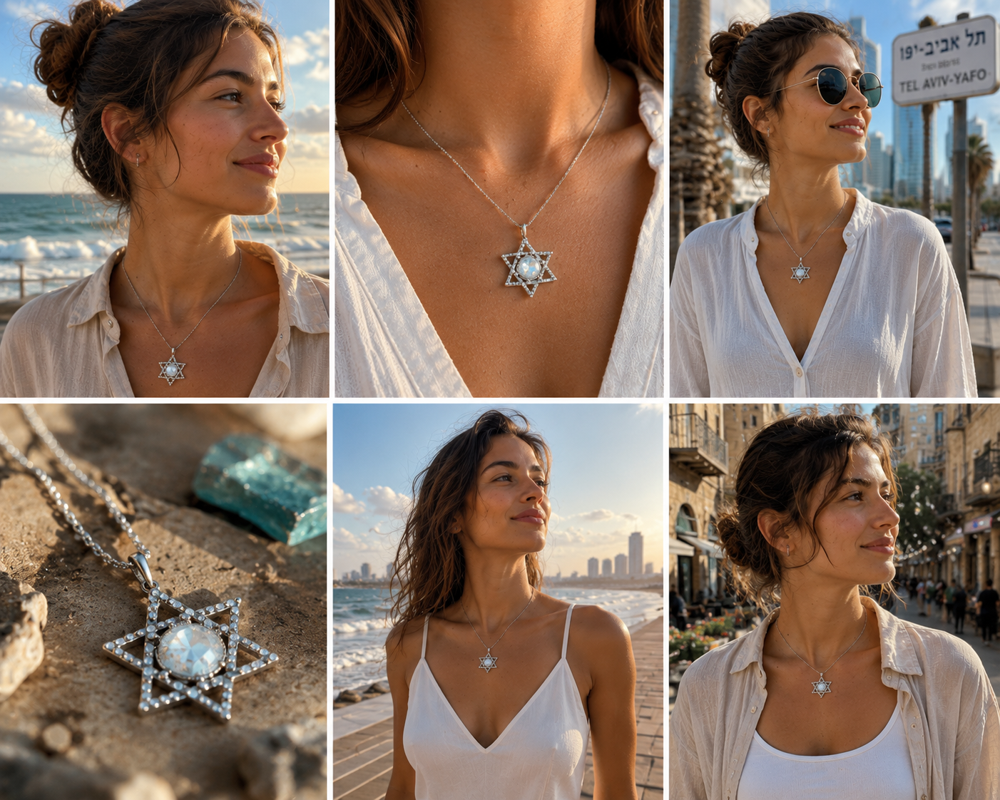 Roman Glass Star of David Sterling Silver Necklace - Bluenoemi Jewelry Necklaces Bluenoemi Bluenoemi  israeli sterling silver jewellery jewelry handmade jewel