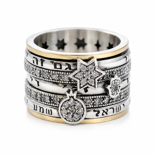 Sterling Silver Gold Spinner Ring – Elegant Ring for Women | Israeli Jewelry - Bluenoemi Jewelry Personalized Rings Bluenoemi Bluenoemi  israeli sterling silver jewellery jewelry handmade jewel