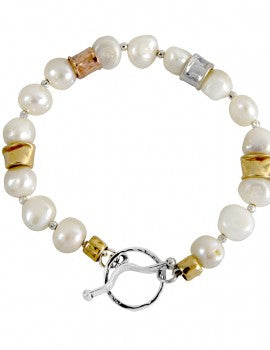 Silver Pearls and goldfilled bracelet Israeli Jewelry - Bluenoemi Jewelry Bracelets Bluenoemi Bluenoemi  israeli sterling silver jewellery jewelry handmade jewel