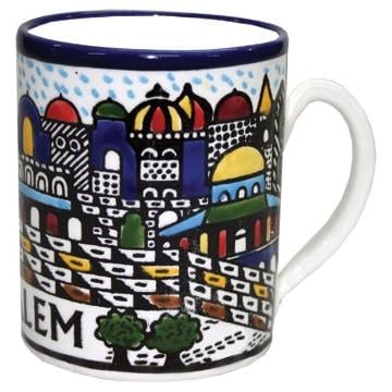 Jerusalem Armenian Ceramic Mug – Israeli Pottery Coffee Cup Gift - Bluenoemi Jewelry Mug Bluenoemi Bluenoemi Jewelry  israeli sterling silver jewellery jewelry handmade jewel