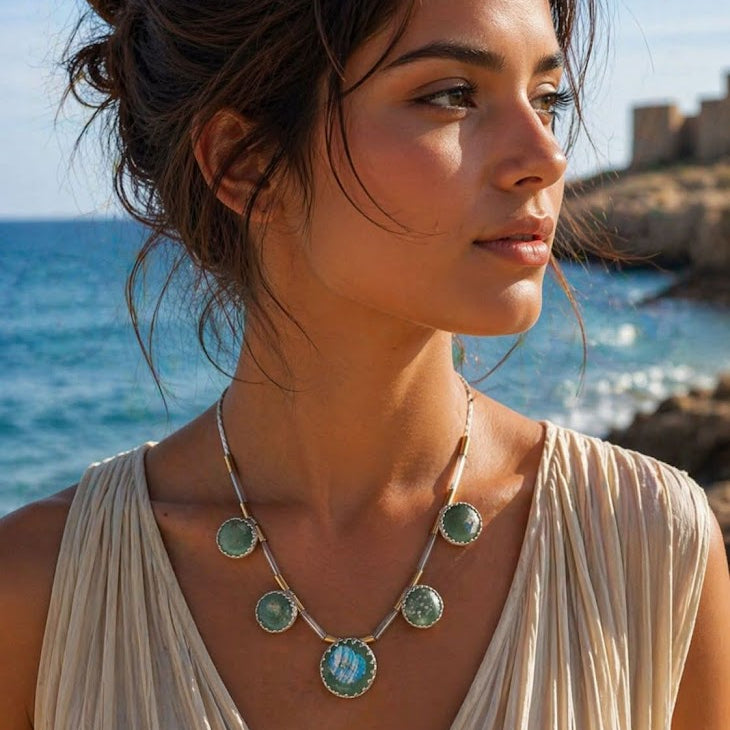 Roman Glass Sterling Silver Necklace | Ancient Glass Jewelry from Israel - Bluenoemi Jewelry Necklaces Bluenoemi Bluenoemi  israeli sterling silver jewellery jewelry handmade jewel