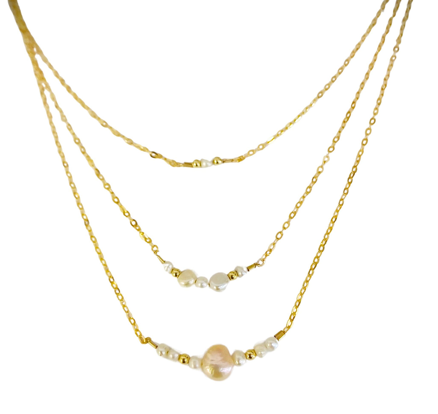 Goldfilled triple necklace | Bluenoemi Israeli jewelry - Bluenoemi Jewelry Necklaces Bluenoemi Bluenoemi  israeli sterling silver jewellery jewelry handmade jewel
