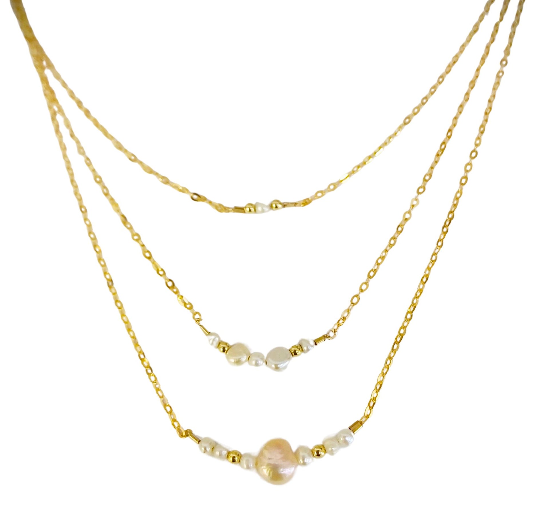 Goldfilled triple necklace | Bluenoemi Israeli jewelry - Bluenoemi Jewelry Necklaces Bluenoemi Bluenoemi  israeli sterling silver jewellery jewelry handmade jewel