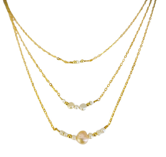 Goldfilled triple necklace | Bluenoemi Israeli jewelry