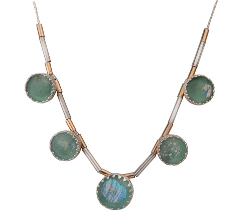Roman Glass Sterling Silver Neckllace | Ancient Glass Jewelry from Israel | Bluenoemi - Bluenoemi Jewelry Necklaces Bluenoemi Bluenoemi  israeli sterling silver jewellery jewelry handmade jewel