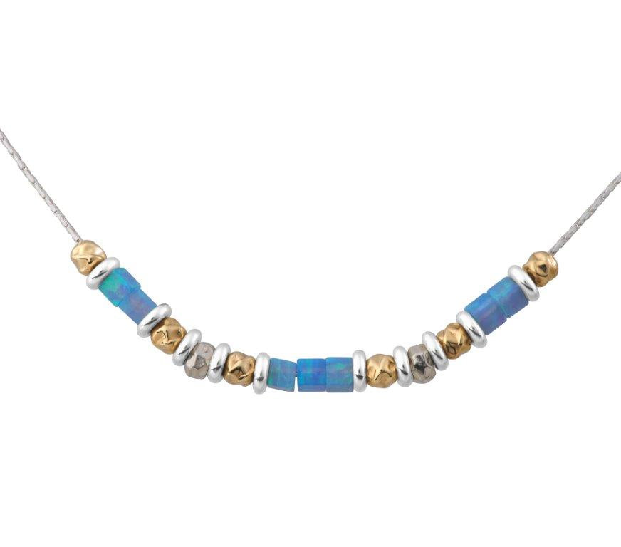 Necklace |  Sterling Silver & Goldfilled whith Blue Opals | Bluenoemi - Bluenoemi Jewelry Necklaces Bluenoemi Bluenoemi  israeli sterling silver jewellery jewelry handmade jewel
