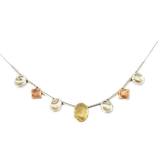 Necklace |  Sterling Silver & 9 KT Gold | Bluenoemi