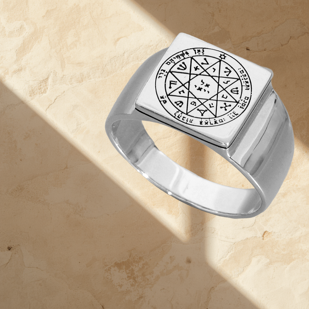 Solomon Seal Sterling Silver Ring for Men | Made in Israel - Bluenoemi Jewelry Rings Bluenoemi Bluenoemi  israeli sterling silver jewellery jewelry handmade jewel