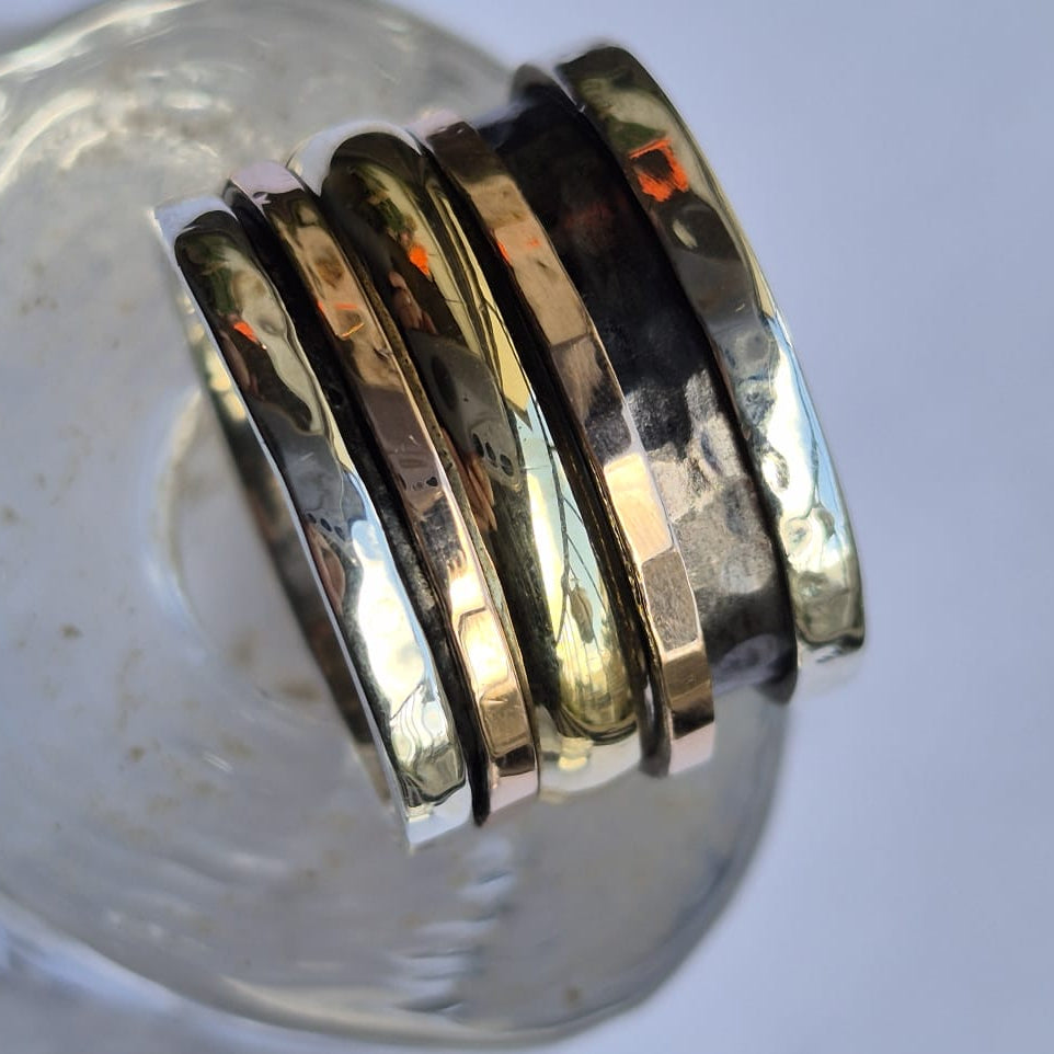 Unisex Spinner Ring – Sterling Silver & Gold | Bluenoemi