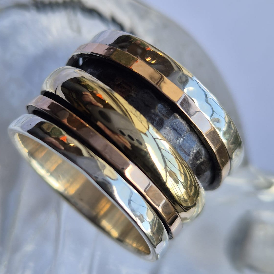 Unisex Spinner Ring – Sterling Silver & Gold | Bluenoemi