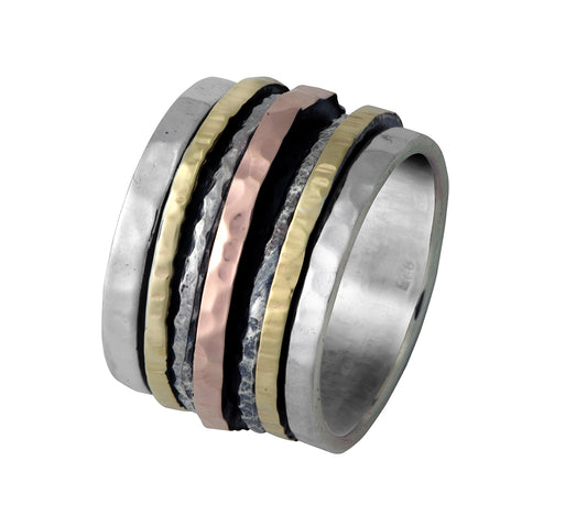 Unisex Spinner Ring Silver & Gold Israeli Jewelry | Bluenoemi - Bluenoemi Jewelry Jewelry Bluenoemi Bluenoemi  israeli sterling silver jewellery jewelry handmade jewel