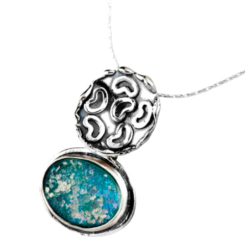 roman glass necklace sterling silver ancient glass israel