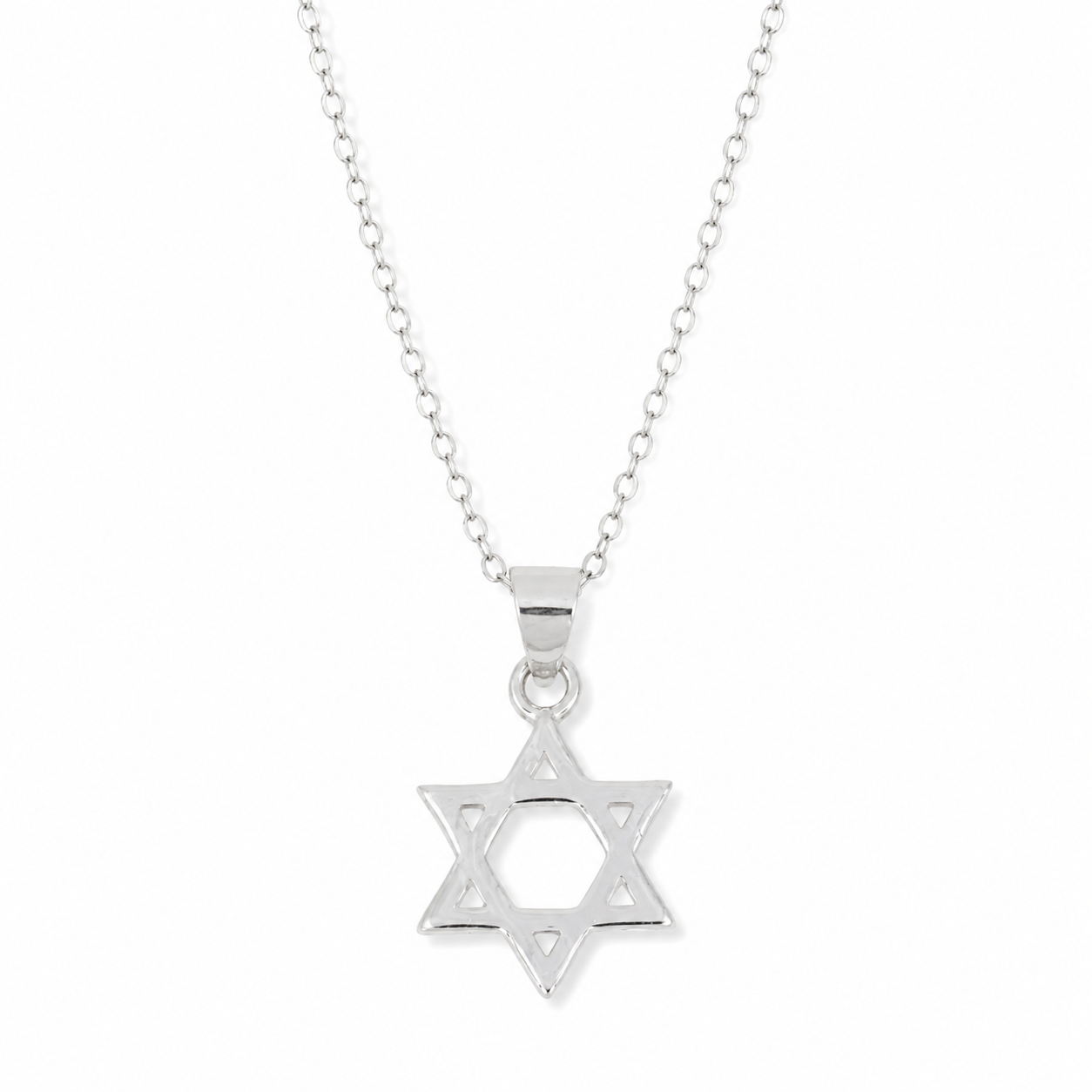 Silver star of David pendant necklace