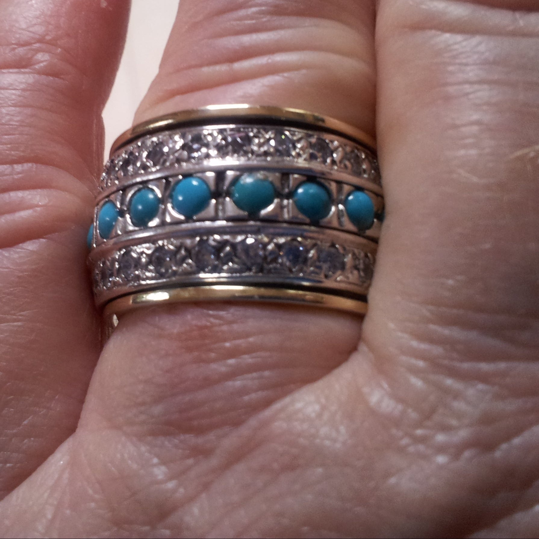 spinner ring with turquoises