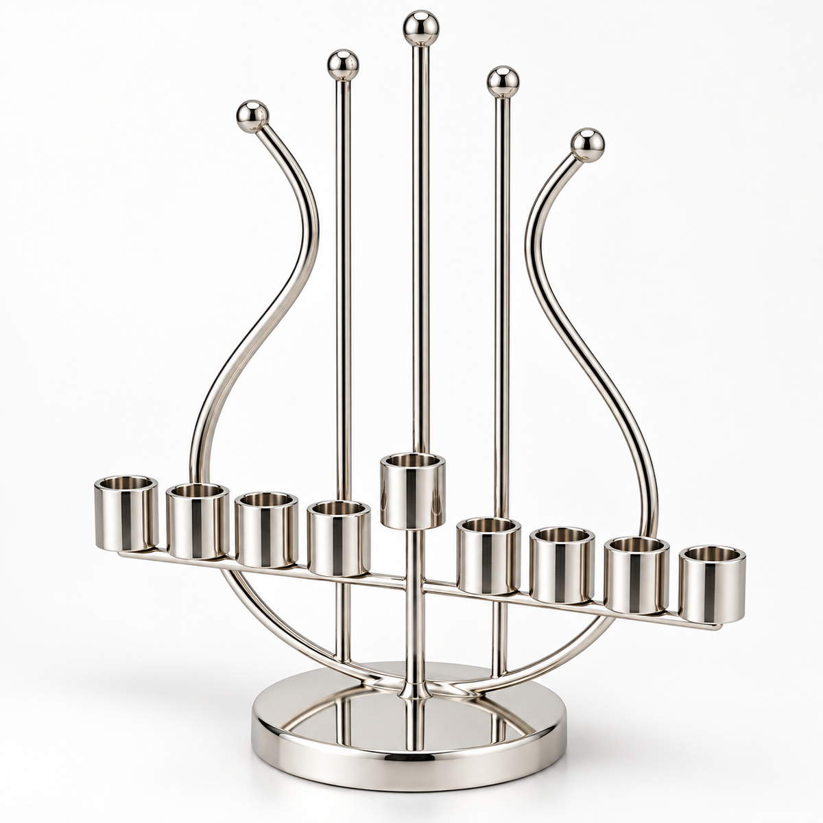 Hanukkah Menorah – Harp Shape Silver Plated – Made in Israel