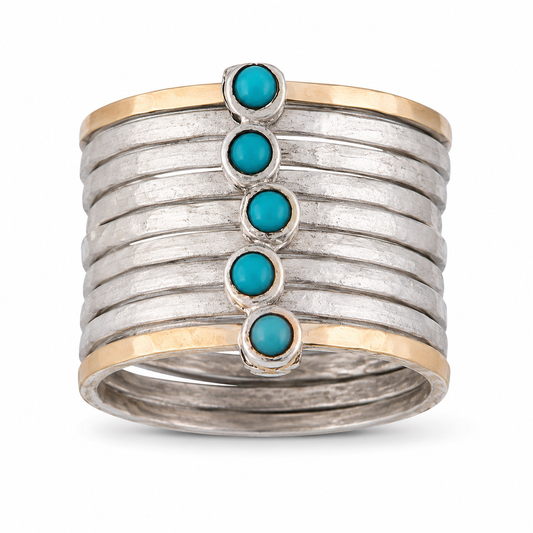 Stack rings for woman, silver gold, turquoises garnets rings - Bluenoemi Jewelry Rings Bluenoemi Bluenoemi  israeli sterling silver jewellery jewelry handmade jewel