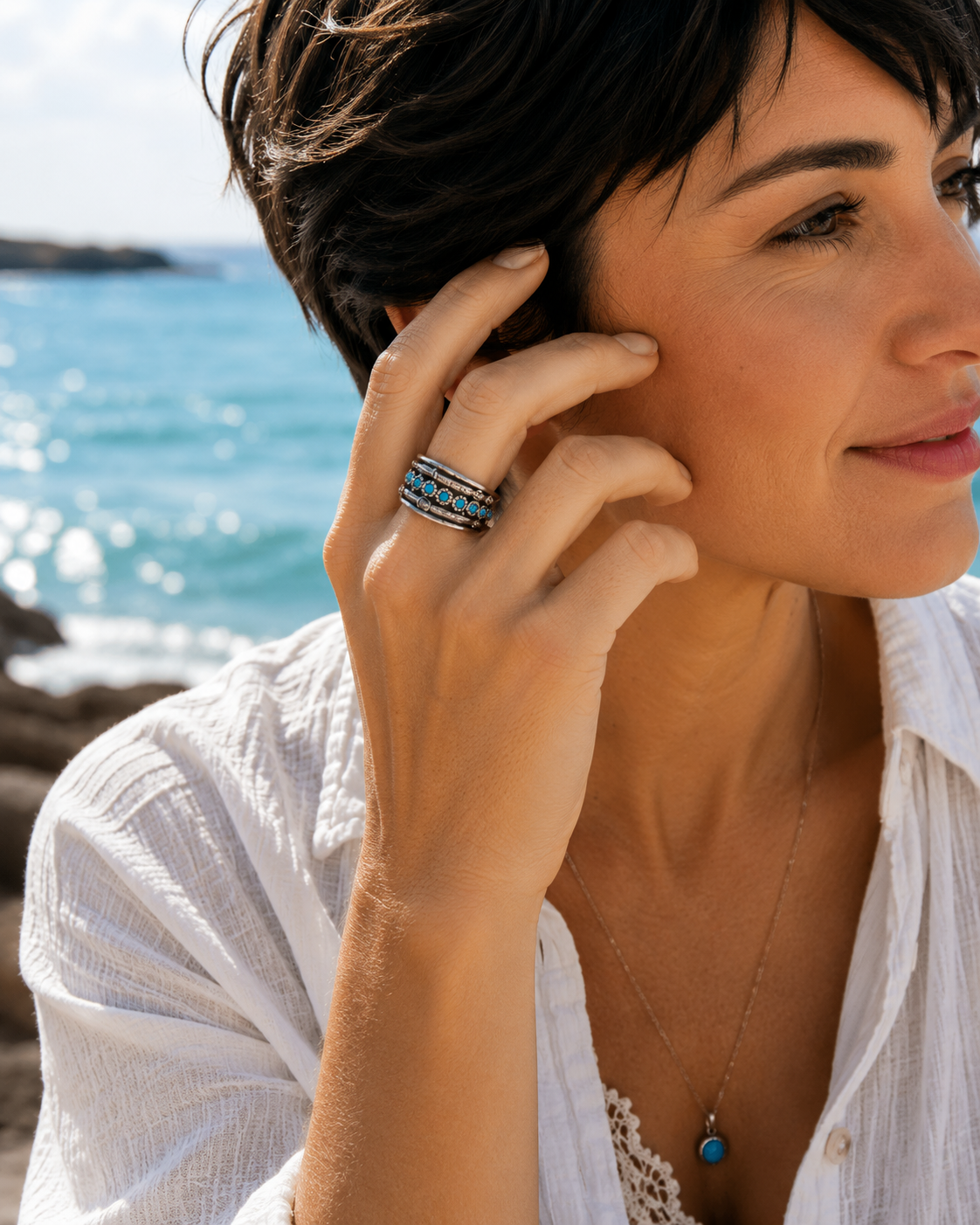 Bluenoemi Spinner Ring for woman set with gemstones - Bluenoemi Jewelry Rings Bluenoemi Bluenoemi  israeli sterling silver jewellery jewelry handmade jewel