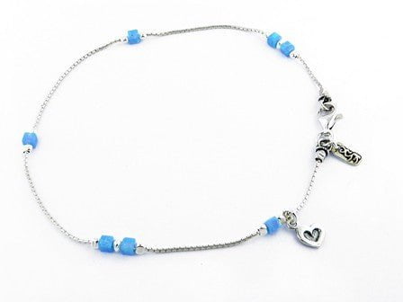 Bluenoemi Anklets Copy of Sterling Silver Anklet for Women with an heart charm