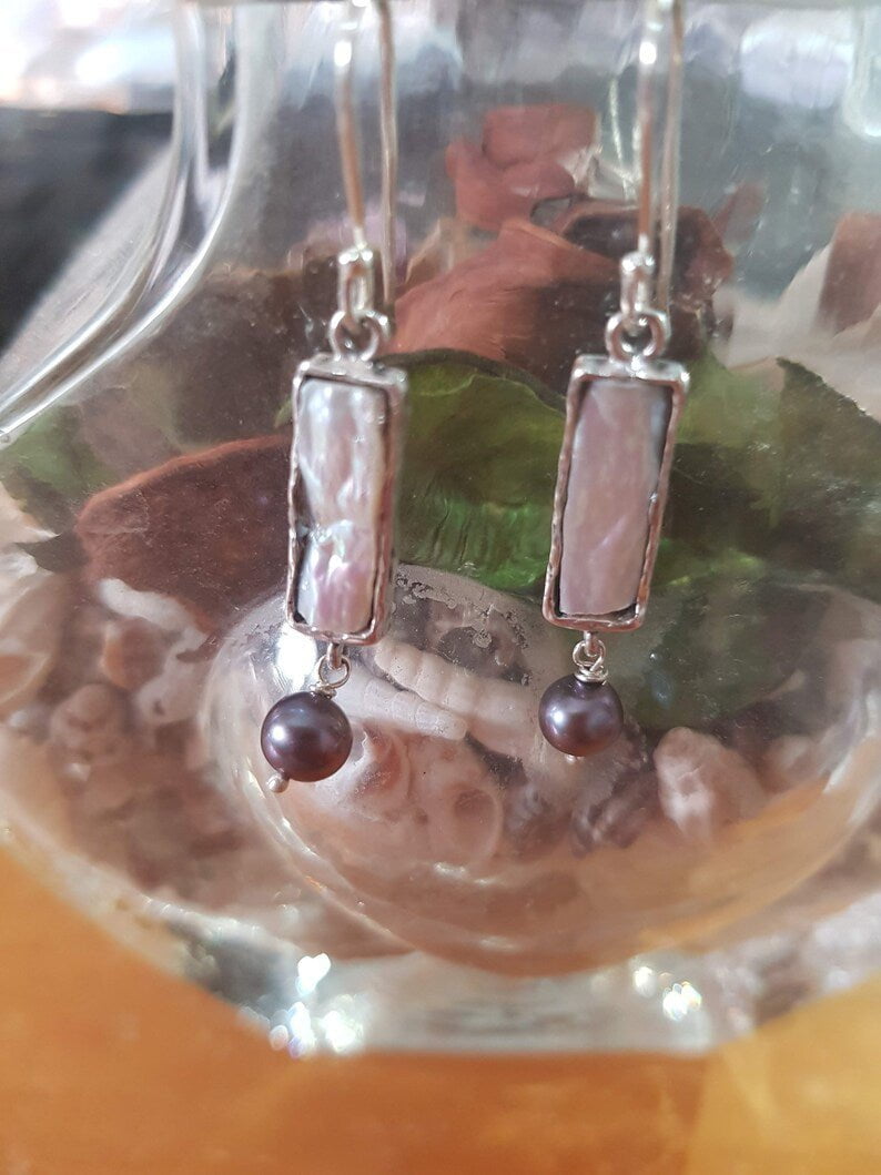 Bluenoemi Earrings silver Silver earrings sterling 925 set Pearls Israeli jewelry