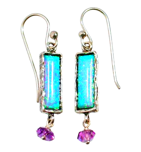 Bluenoemi Earrings silver Silver earrings sterling 925 set with opal Blue  Israeli jewelry
