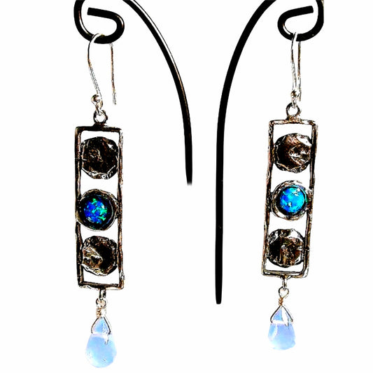 Bluenoemi Earrings silver Sterling Silver Earrings for Women, blue opal gemstones earrings/ orecchini argento / israelische schmuck