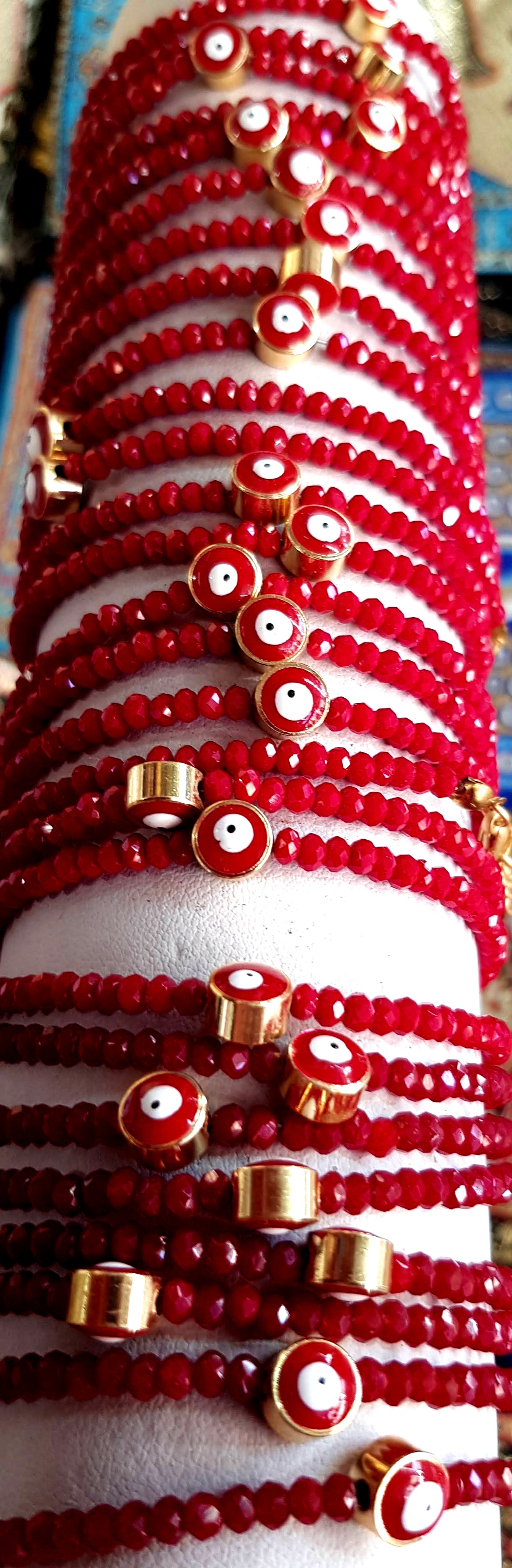 Bluenoemi Jewelry Bracelets red Red and evil eyes Bracelet Red coral crystal stones with Eyes Beads Souvenir for Protection