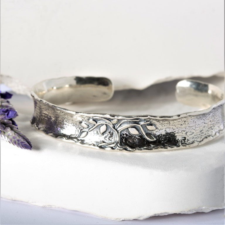 Elegance Redefined: Sterling Silver Cuff Bracelet for Romance - Bluenoemi