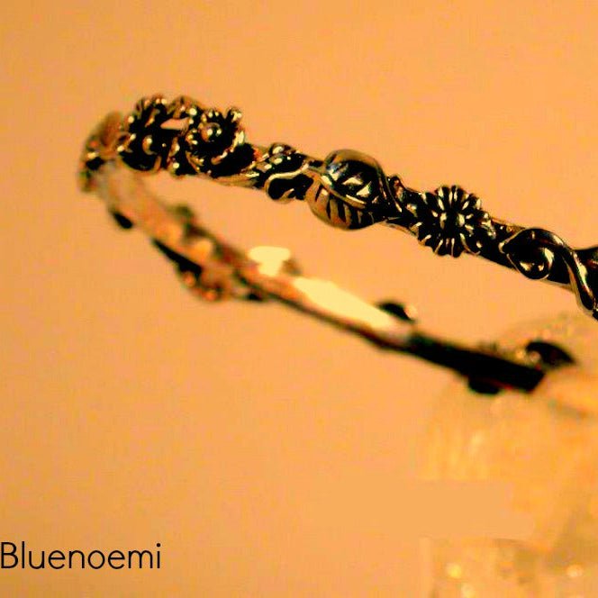 Bluenoemi Jewelry Bracelets silver Sterling Silver Bangle Floral Motif , Bracelets for Woman, Bangle Bracelets, Stacking Bangles