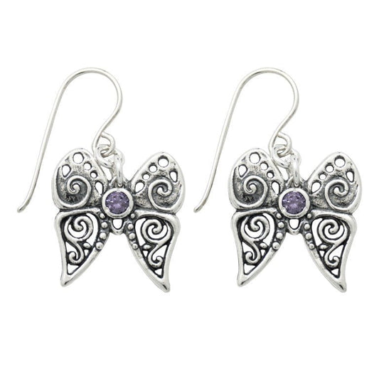 Bluenoemi Jewelry Earrings Amethyst Zircon Sterling Silver Butterfly Earrings