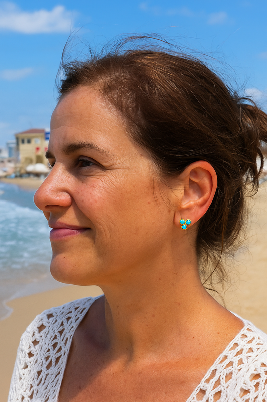 Bluenoemi Jewelry Earrings Bluenoemi Designers Stud 9 KT Gold Earrings for woman set Blue Opals