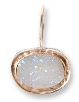 Gold & silver earrings set with an opal druzy quartz - Bluenoemi