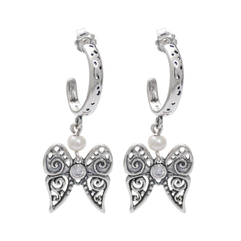 Bluenoemi Jewelry Earrings Pearls Sterling Silver Butterfly Earrings with Pearls
