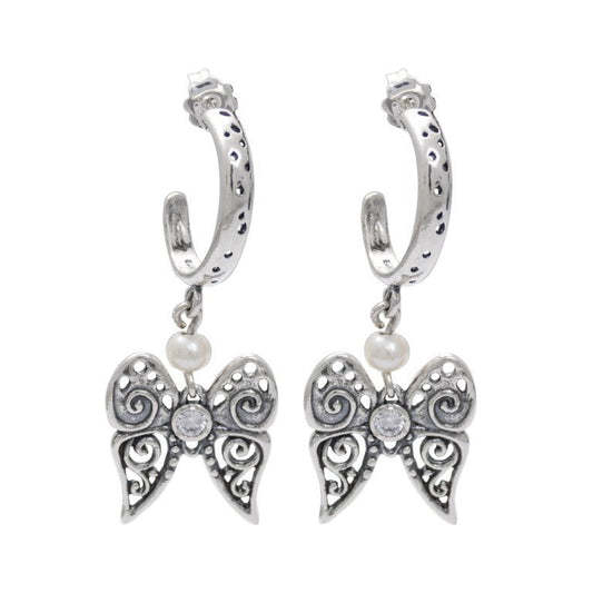 Bluenoemi Jewelry Earrings Pearls Sterling Silver Butterfly Earrings with Pearls