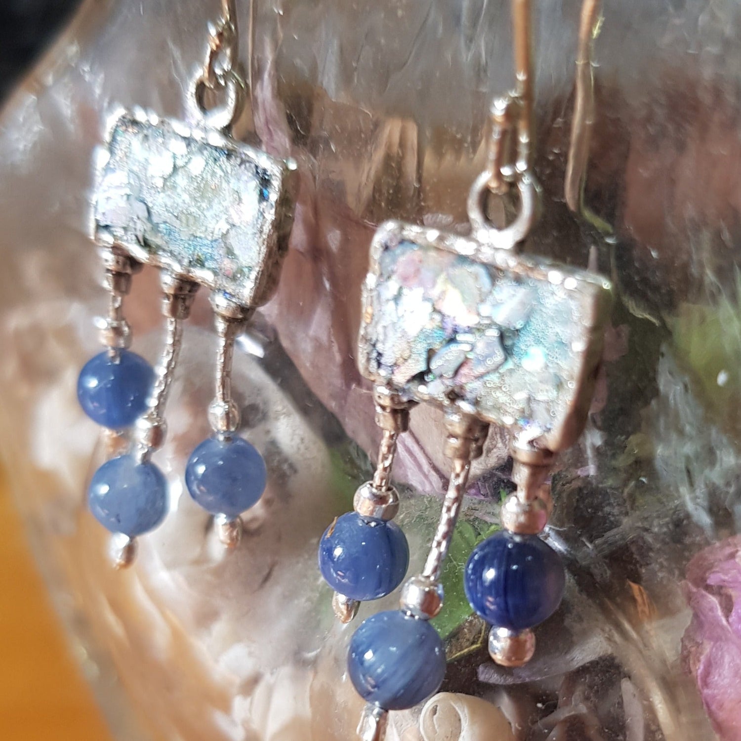 Bluenoemi Jewelry Earrings roman glass jewelry Roman glass Earrings.